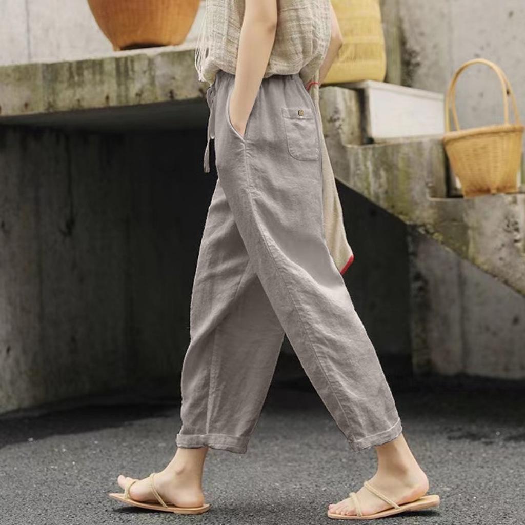 Casual Baggy Cropped Pants For Women Elastic Waist Wide Leg Trouser Streetwear Business Baggy Sweatpants Summer Short Pants