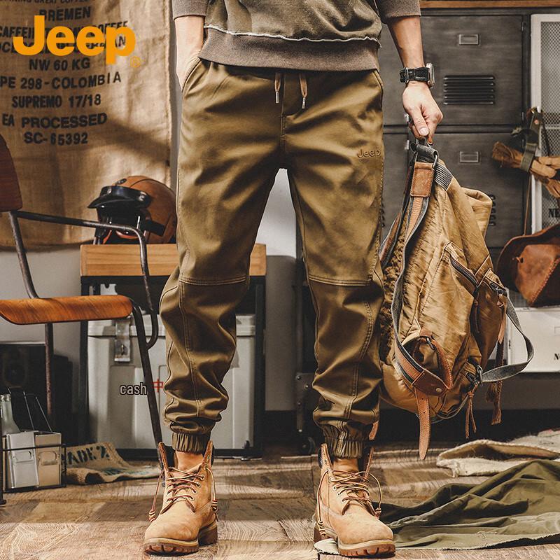 Jeep Мужские осенне-зимние широкие зауженные брюки карго