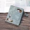 Fashion Cowboy Style Wallet Cat Embroidery Pattern Large Capacity Buckle Phone Pocket Bag Coin Purses for Women Men