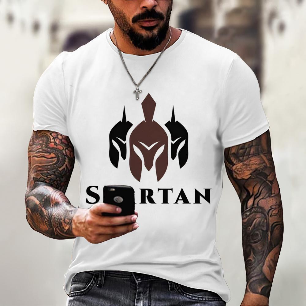 Vintage Men's T Shirt 3d Sparta Print Short Sleeve Tops Summer Street Hip Hop T-shirts For Men Oversized Tee Shirt Man Clothing
