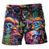 Харадзюку Графические Шорты для Пляжа с Черепом Гавайские Мужские Boardshorts Гот Скелет Цветок Бермуды Хип-Хоп Короткие Штаны Для Мужчин Брюки