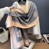 Новый Шарф из Кашемира с Цветами Камелии Женский Зимний Шарф Теплый Платок с Принтом Толстое Покрывало Пончо Bufanda Бандана Платок на Голову для Женщины