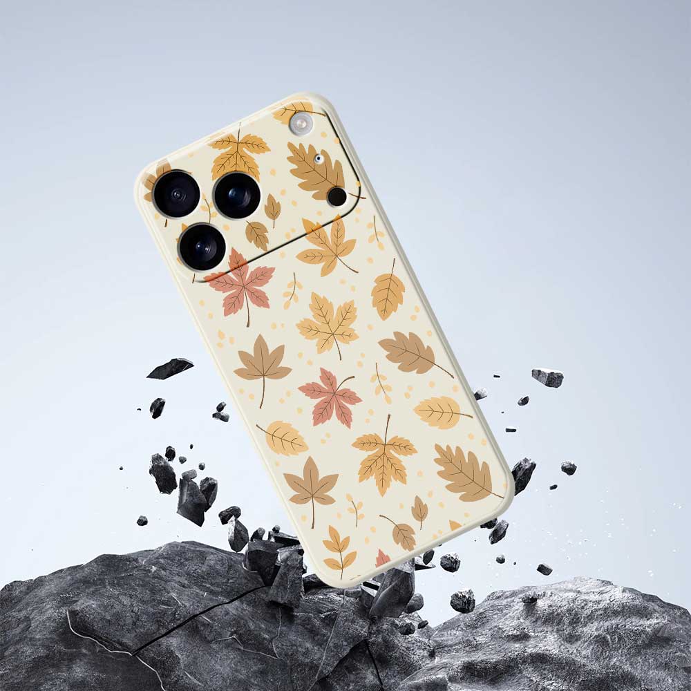 For iPhone 17 Pro Max Case Leaves Pattern Printing Straight Edge TPU Phone Back Cover