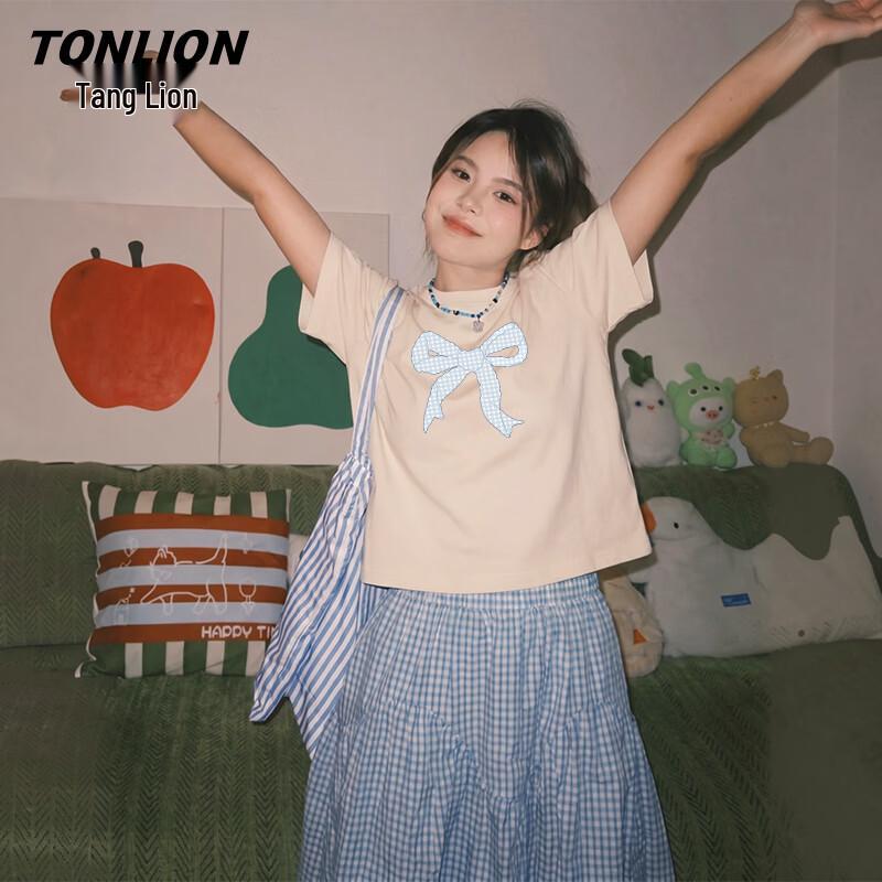 Женская хлопковая футболка TonLion с коротким рукавом