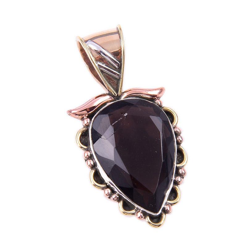 Подвеска из натурального черного оникса из стерлингового серебра 925 пробы в двух тонах 1,25 дюйма A1f38