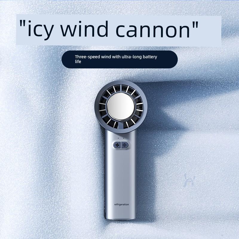 New Handheld Portable Ice Cooling Fan, Small Desktop Semiconductor Charging Turbine Mini Fan