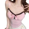 #Early autumn new sweet polished lace polka dot sling vest female slim and thin fixed belt chest pad