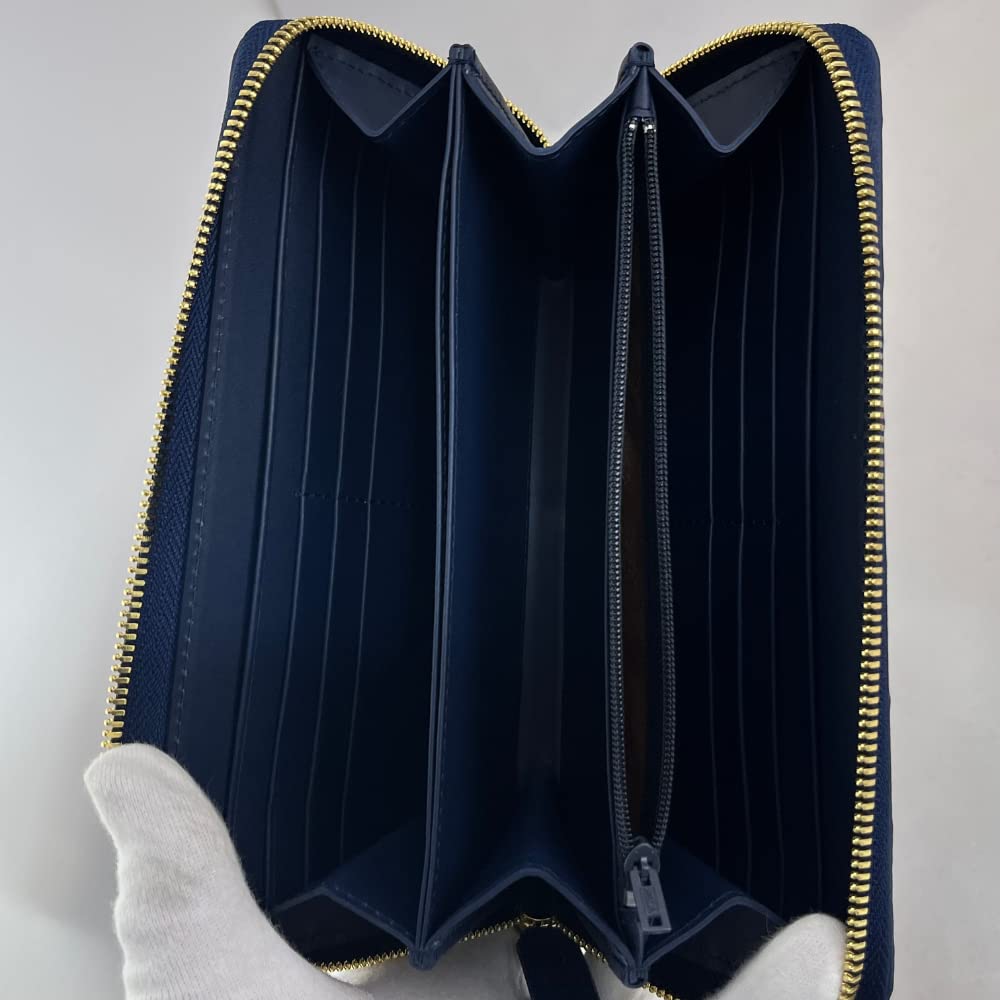 Genuine Crocodile Leather Long Wallet with Round Zipper for Men and Women (Navy)