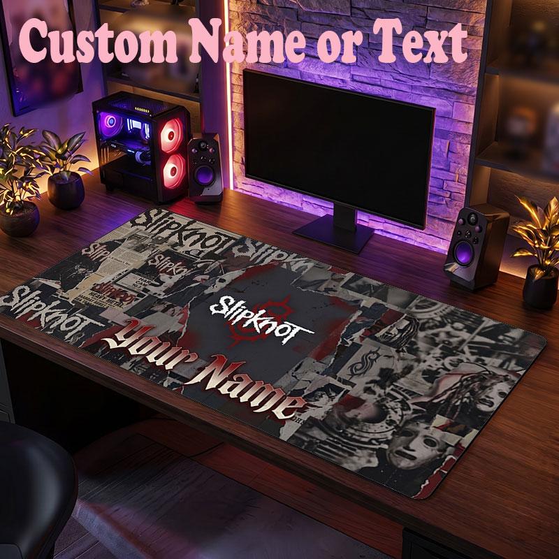 Slipknot Customized Name Text Mouse Pad, Large Desk Mouse Mat Personalized Home Office Present