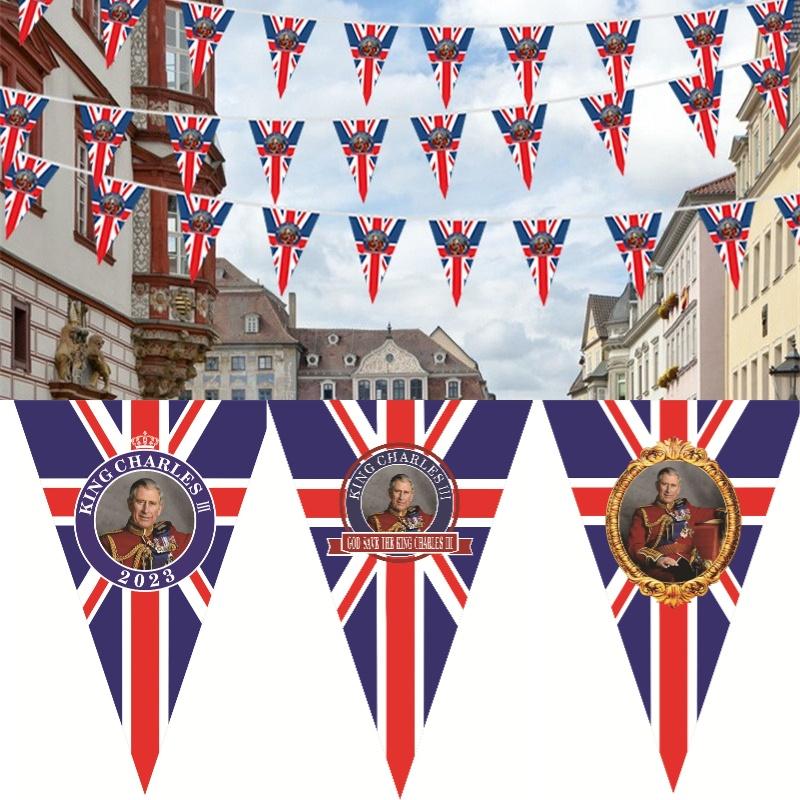 Британский флаг коронации короля Карла ручной 90x150см праздничный полиэстеровый баннер