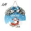 Seasonal Wall Art Christmas Wooden Welcome Sign for Front Door Round Hanging Ornament with Gift Artificial Pine Branches & Bow Decor Holiday