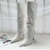 Модная женская обувь 2024 года, высококачественные женские сапоги без застежек, модные плиссированные сапоги для офиса и карьеры, сексуальные сапоги до колена с острым носком Zapatos