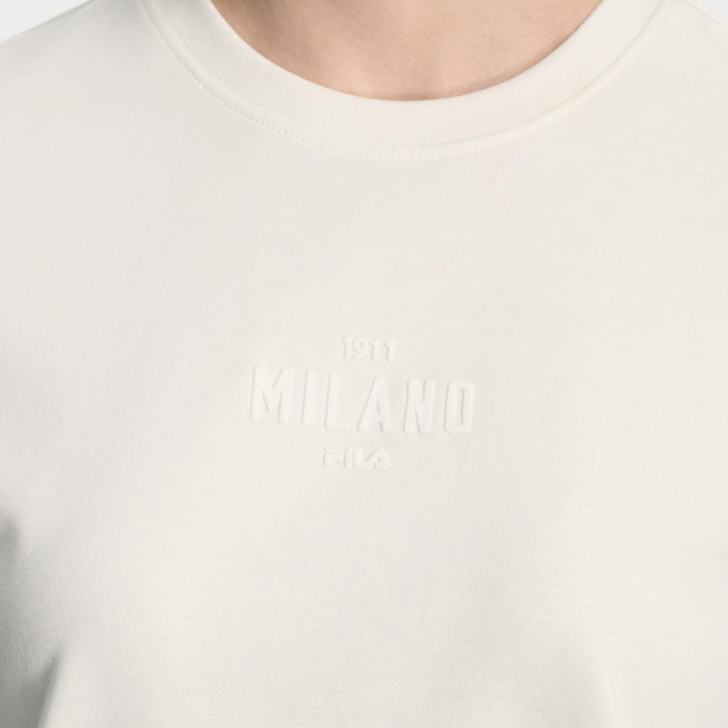 Fila Серия Milano Модная Простая Удобная Классическая Ретро Спортивная Повседневная Футболка с коротким рукавом Женские топы Облачно-белый F11W615101FWT