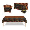 DIFEIUKI Happy Halloween Tablecloths, Set of 4, Spider Web, Bat, Pumpkin, Castle, Black and Orange, Rectangular Table Covers, Water-Repellent and Wate