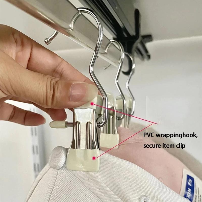 10Pcs Stainless Steel Clothes Hangers with Clips, Hanging Underwear Socks Stockings Drying Rack