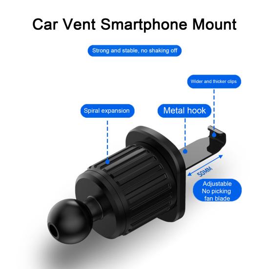 Автомобильный держатель вентиляционного отверстия с зажимом для телефона, вращение на 360 градусов, антивибрационная подставка с GPS-креплением