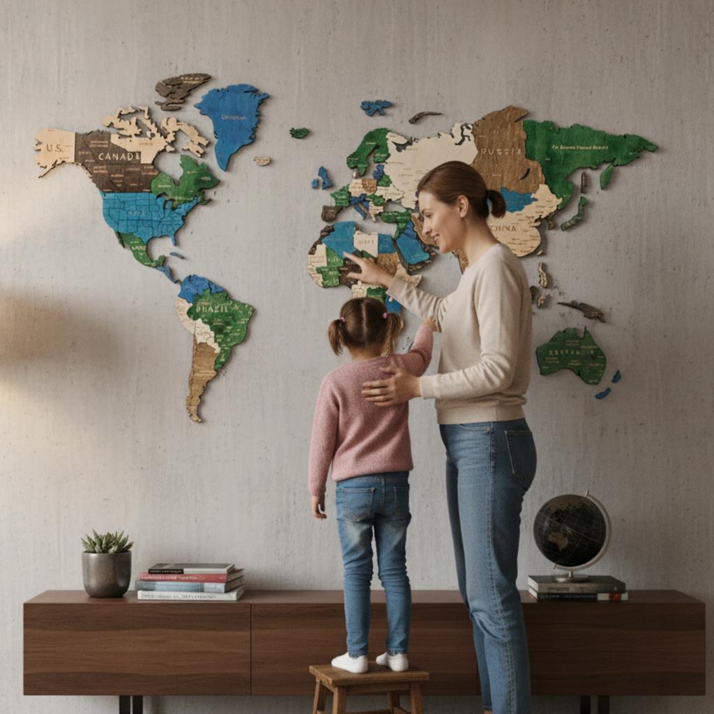 Wooden World Map 3D XXL Multicolor 181 x 100 cm Wooden Puzzle