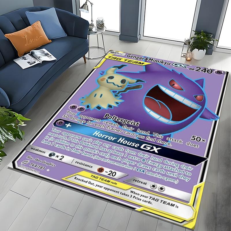 Gengar Pokémon Cards Area Carpet for Living Room Home Decor Sofa Table Kid's Rug Non-slip Chair Lounge Floor Play Mat Potdemiel