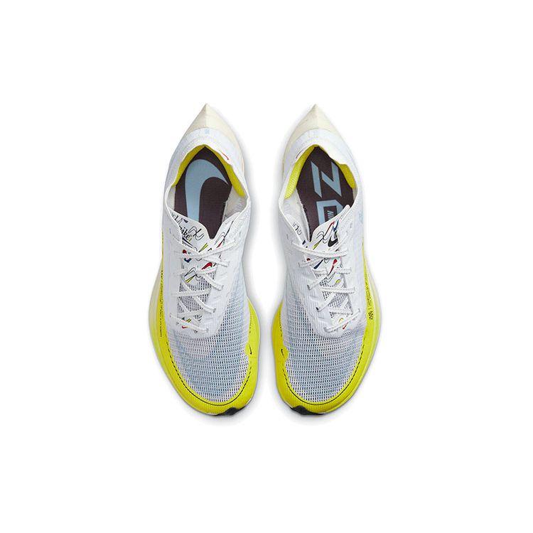 Nike Женские ZoomX Vaporfly Next% 2 Белый Желтый Удар Психический Синий Черный DM9056-100