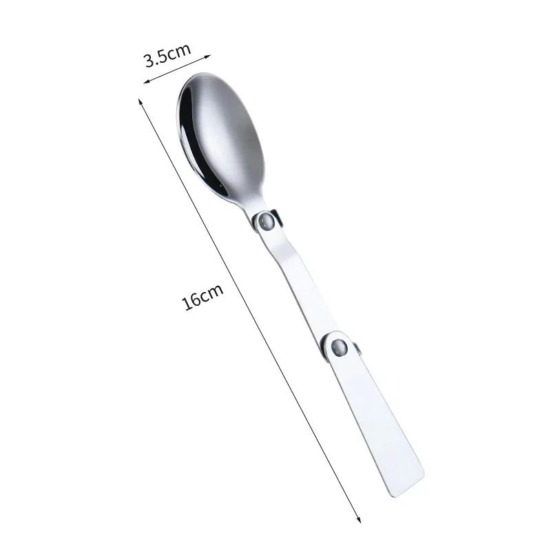 3PCS 304 Stainless Steel Folding Spoon Creative Gift Tableware Outdoor Portable Three Fold Spoon Fork Travel Folding Spoon