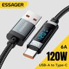 Essager USB Type C Cable 6A 120W For Xiaomi 14pro Led Display Fast Charging Charger USB C Cable Data Cord For Realme Black Shark