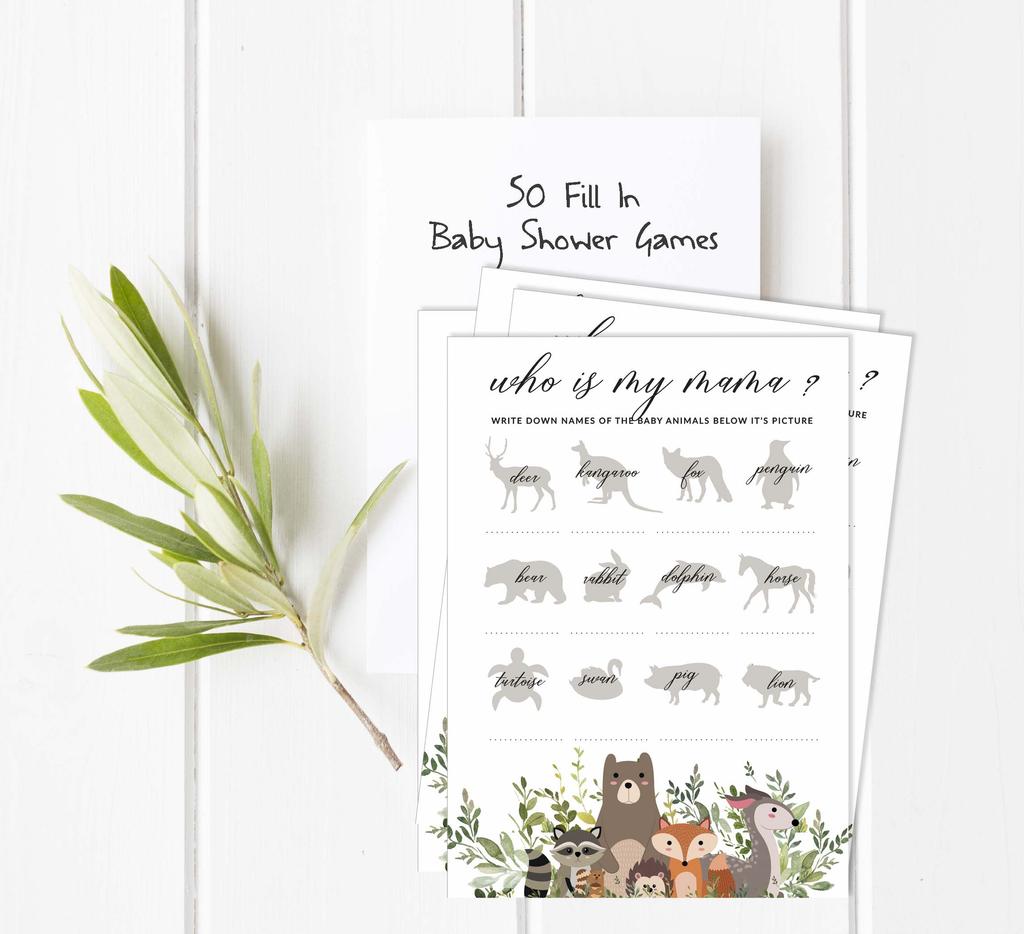 Inkdotpot Листья и Животные Набор Игр для Детского Праздника 50 Штук BabyA  AlphabetA  ABCA  Игра Гендерно Нейтральная Вечеринка