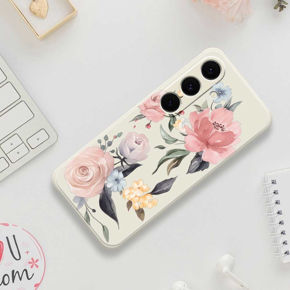 For Samsung Galaxy S25 FE Case Big Flowers Pattern Printing Straight Edge TPU Phone Back Cover