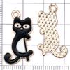 Набор из 10 черно-белых эмалированных подвесок с рисунком мультяшного кота и нотами для изготовления украшений своими руками