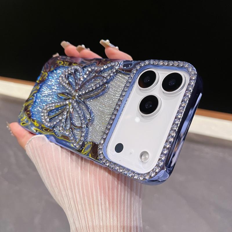 3D Блестящий Глиттер Бабочка Градиентный Алмазный Чехол Для Для Iphone 17 Air 16 1 14 13 12 11 Pro Max Plus Покрытие Ударопрочный Чехол