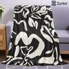 Abstract Floral Cartoon Anime Print Flannel Blanket Soft Warm Throw for Kids Bedroom Sofa Bed Christmas Office Car