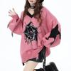 Autumn Women's Fashion Mid-length Loose V-neck Pullover Sweater