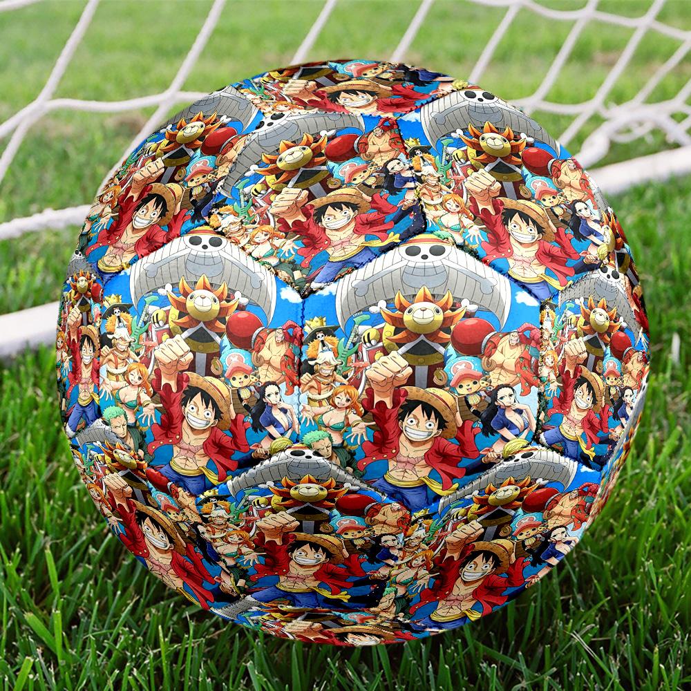 One Piece Print Size 5 Soccer Ball, Standard Match Football for Sports Game and Team Practice, Ideal Gift for Soccer Fans