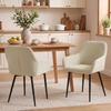 Dining Chairs Set of 2, Upholstered Kitchen Chairs with Metal Legs, Cream White