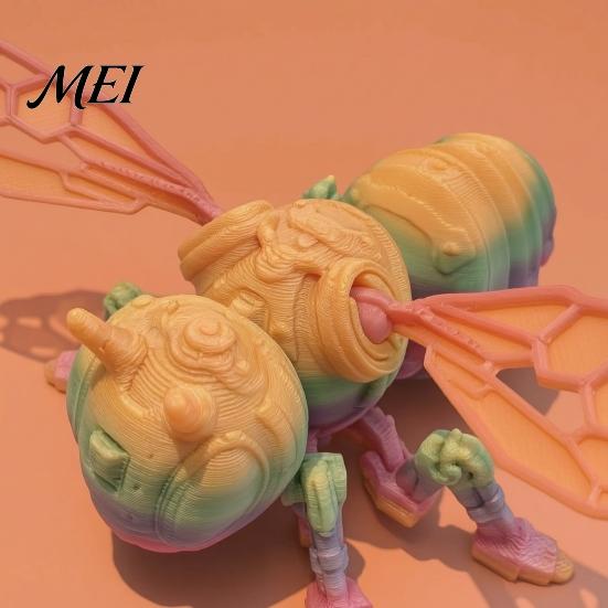 Интерактивная Подвижная Модель Пчелы 3D Печатная Механическая Фигурка, Сочлененное Насекомое Украшение, Подвижные Сочленения Крутой Оригинальный Настольный Дисплей Аксессуар Настольный