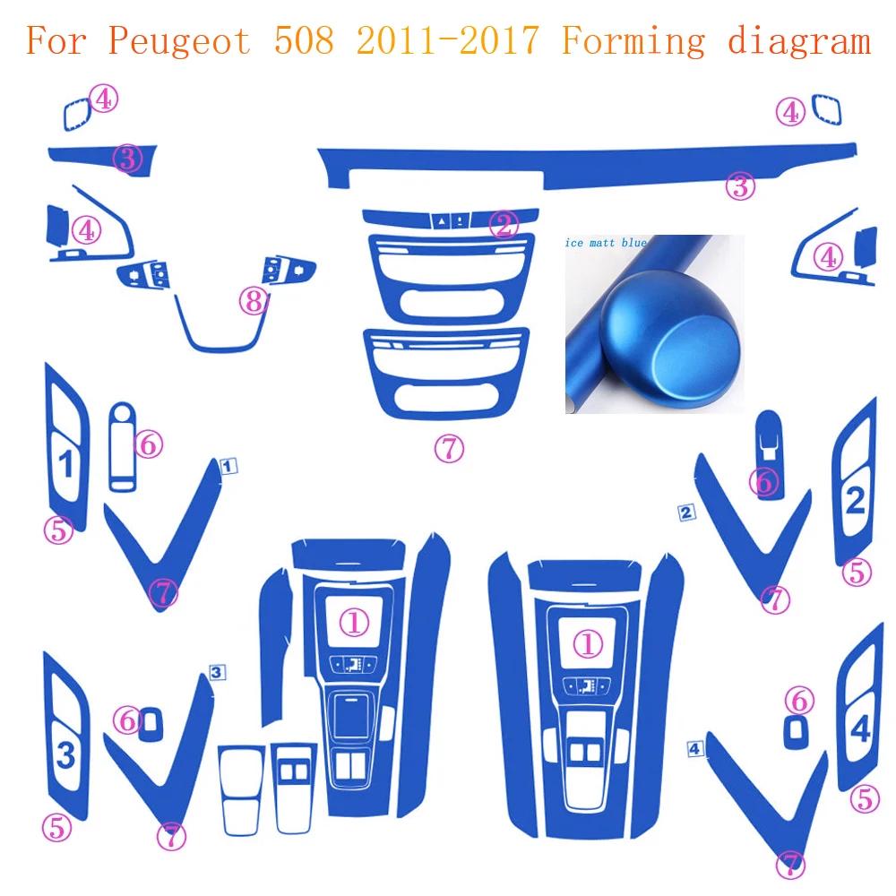For Peugeot 508 2011-2017 Interior Central Control Panel Door Handle Carbon Fiber Stickers Decals Car styling Accessorie