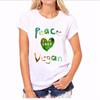 Летние женские топы повседневные с круглым вырезом с коротким рукавом Peace Love Vegan футболка женская одежда