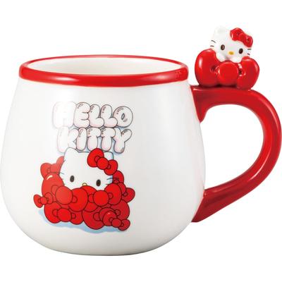 Кружка Sanrio "Hello Kitty" с фигуркой и лентой, Дерзкая, Белая, Прибл.. 9 x 10 см, 340 мл, SAN4800