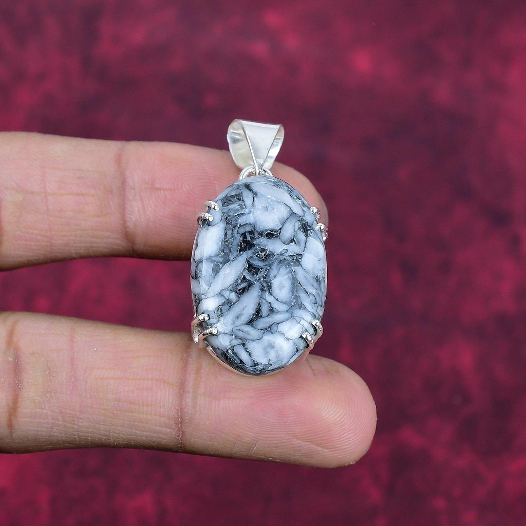 Подвеска из цельного серебра Pinolith Jasper 925 пробы, ювелирные изделия с подвеской из драгоценных камней ручной работы, подарки для жены, абсолютно новый кулон