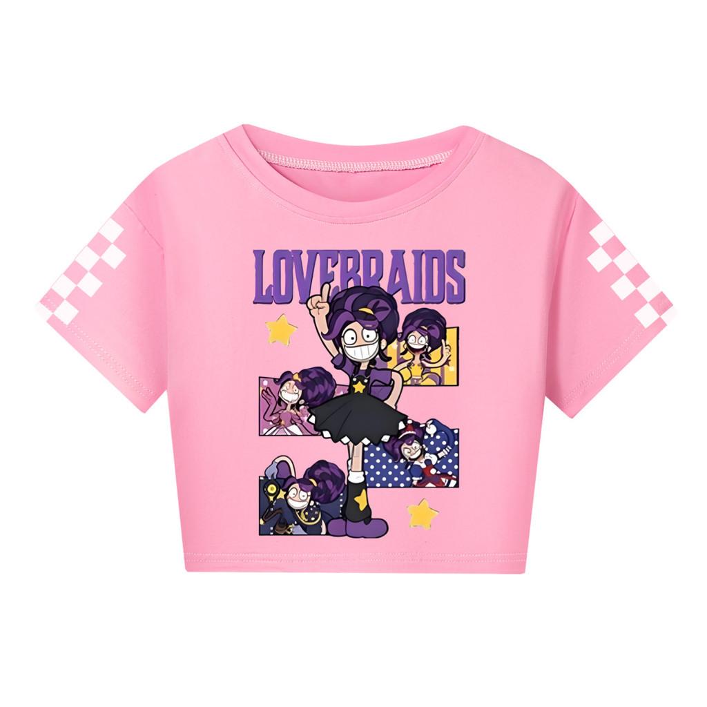 5601 Kids Girls Print Short Style Cute T-Shirt