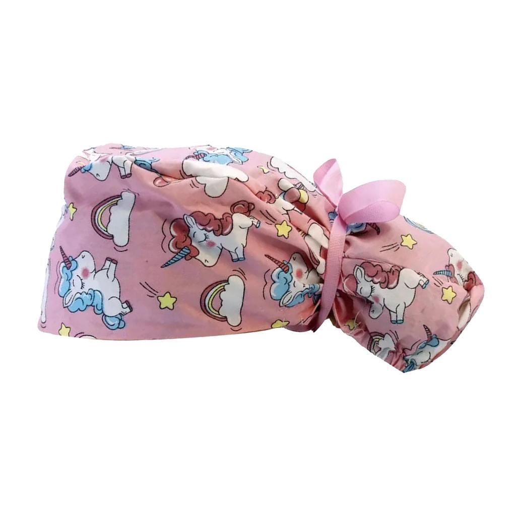 Хлопчатобумажный колпак с мультяшным принтом и сборками для женщин-врачей и медсестер