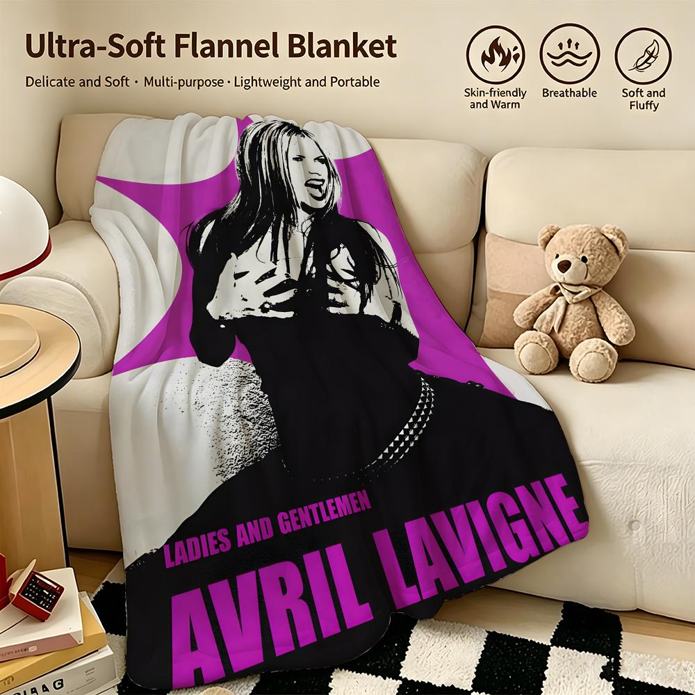 music AAvril Lavignee Throw Warm Soft Flannel Blanket Multiuse for Sofa Bed Camping Travel Nap