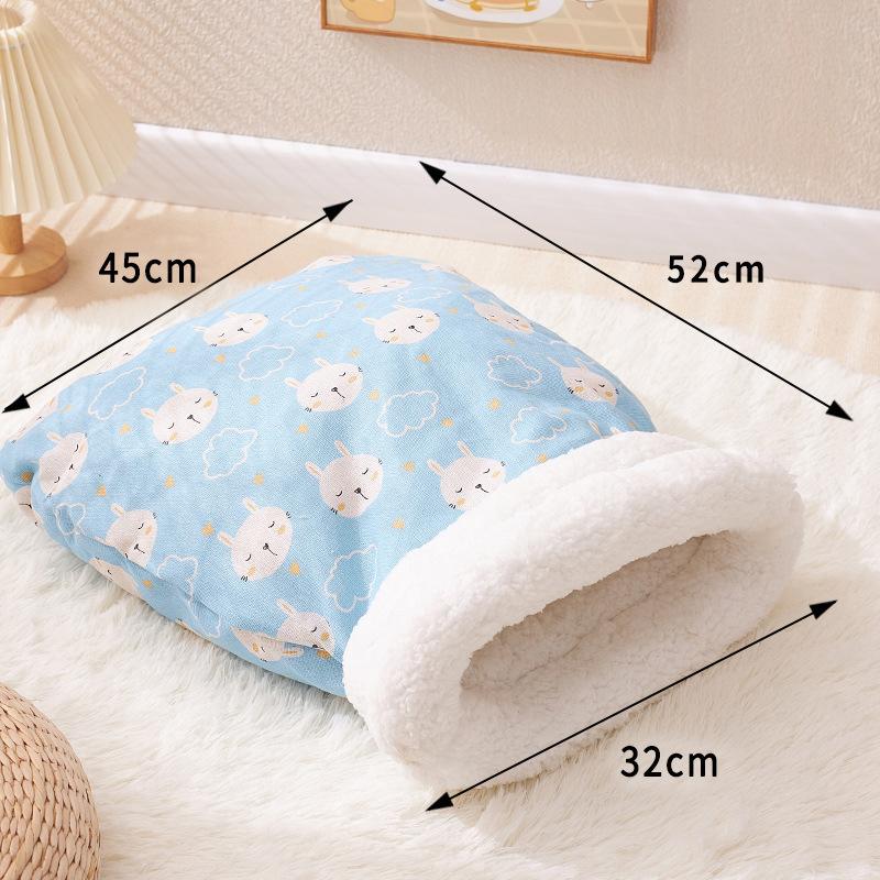 Лежак для кошек и собак, теплый, мягкий, полузакрытый, для кошек, зимний, утолщенный, кошачий, гнездо, красочный, удобный, спальный мешок для домашних животных, товары для животных