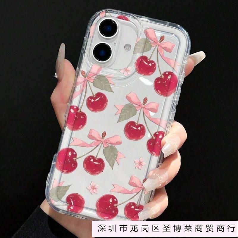 Кристальная Вишня подходит для чехла на мобильный телефон Apple 16plus iphone15promax прозрачный 14 с подушкой безопасности 13 Европа и Америка 12