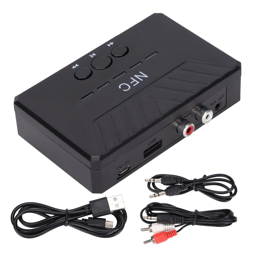 NFC 5.0 Bluetooth Receiver USB Playback AUX Wireless Audio Adapter for Car Home Stereo