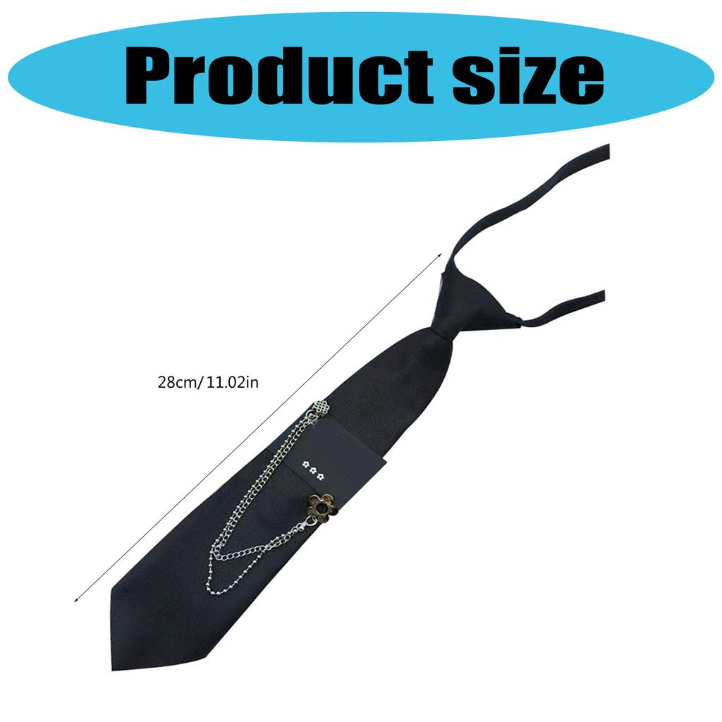 Fashionable Necktie Knotfree Tie with Chain Pendant Popular and Cool Shirt Tie for Adult and Teens Uniform Tie for Party