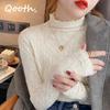 Women Half Turtleneck Thin Knitwear Elegant Solid Color Knitted Jumper Slim Pullover Top For Autumn Winter QT2244