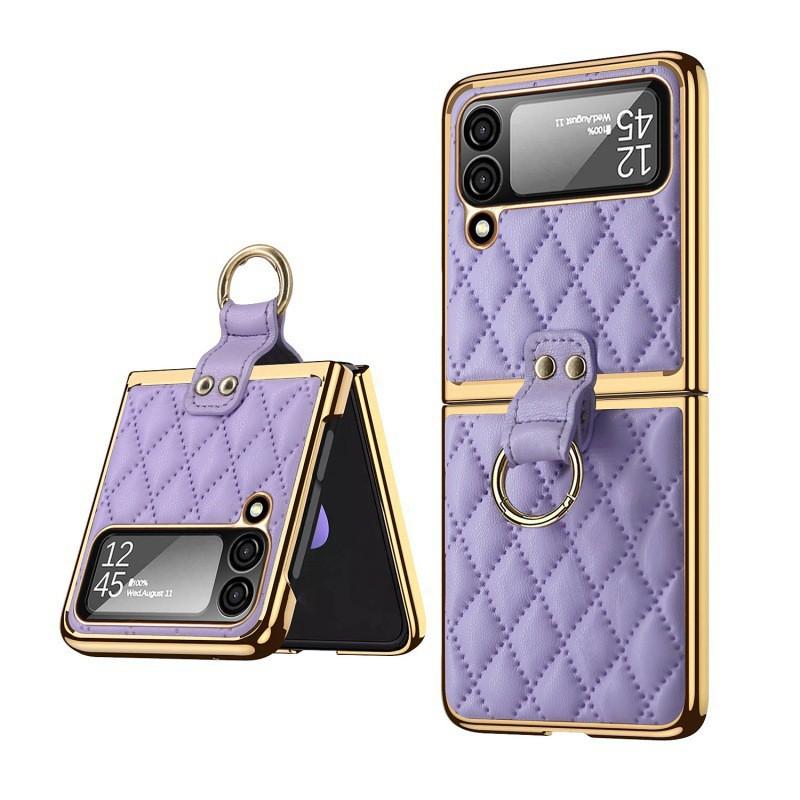 Shockproof Folding Phone Case Galaxy Z Flip 8 7 6 5 4 3 Electroplated With Ring Holder Small Fragrance Style