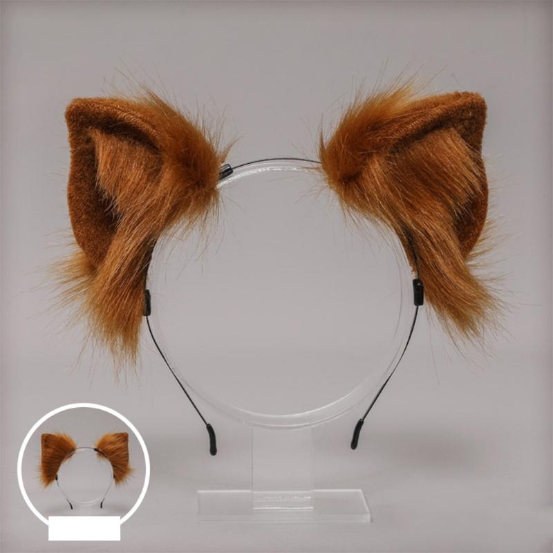 Lolita Headbands Furry Animal for Cat Ears Headwear Kawaii Hair Hoop for Halloween Cosplay Headpiece Party Supplies