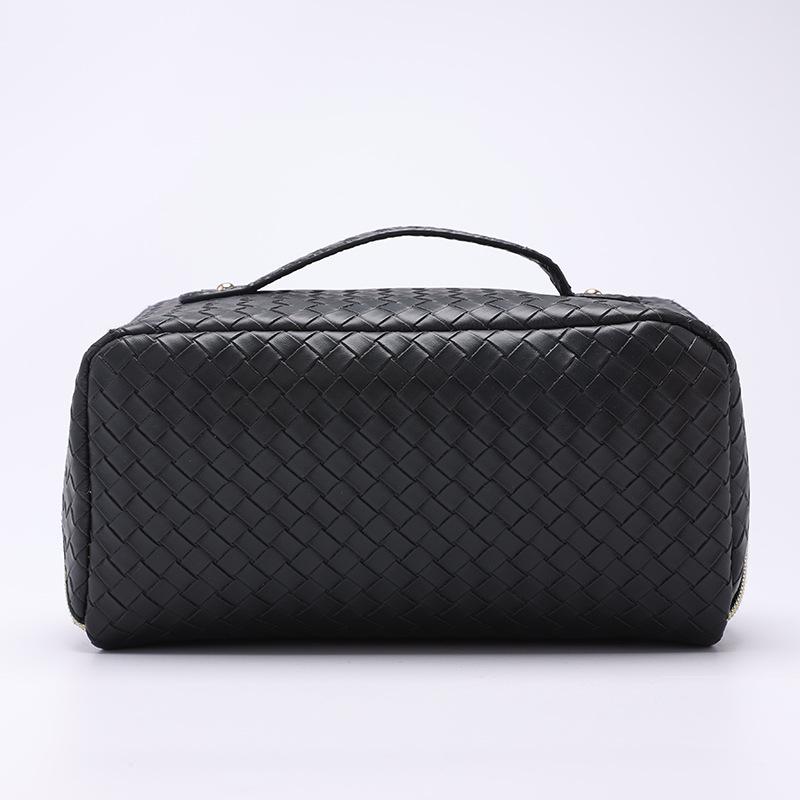 Роскошная плетеная косметичка-аккордеон с узором - большая вместимость, портативный дизайн для путешествий