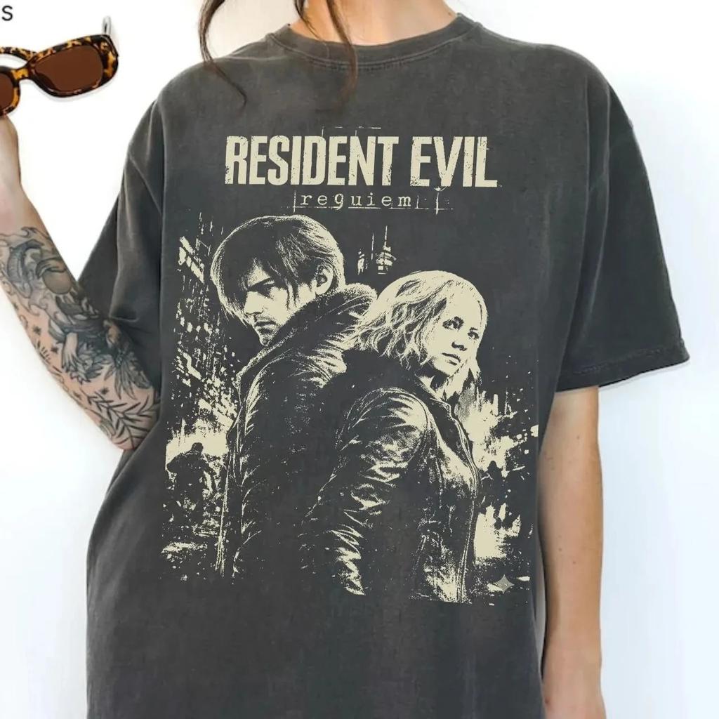 2026 Новая футболка Resident Evil Мужская и Женская Хлопок Летняя Одежда Готическая Мода Y2K С коротким рукавом Уличная одежда Унисекс